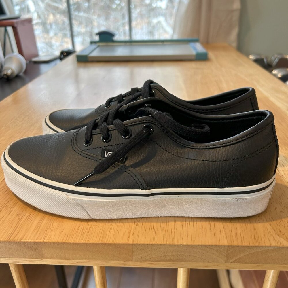Black Leather Vans Women's Size 7